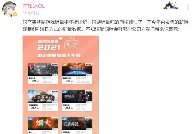 文华养|2021国单销售额，前十绑起来的半年收入，跟手游一个月的流水持平