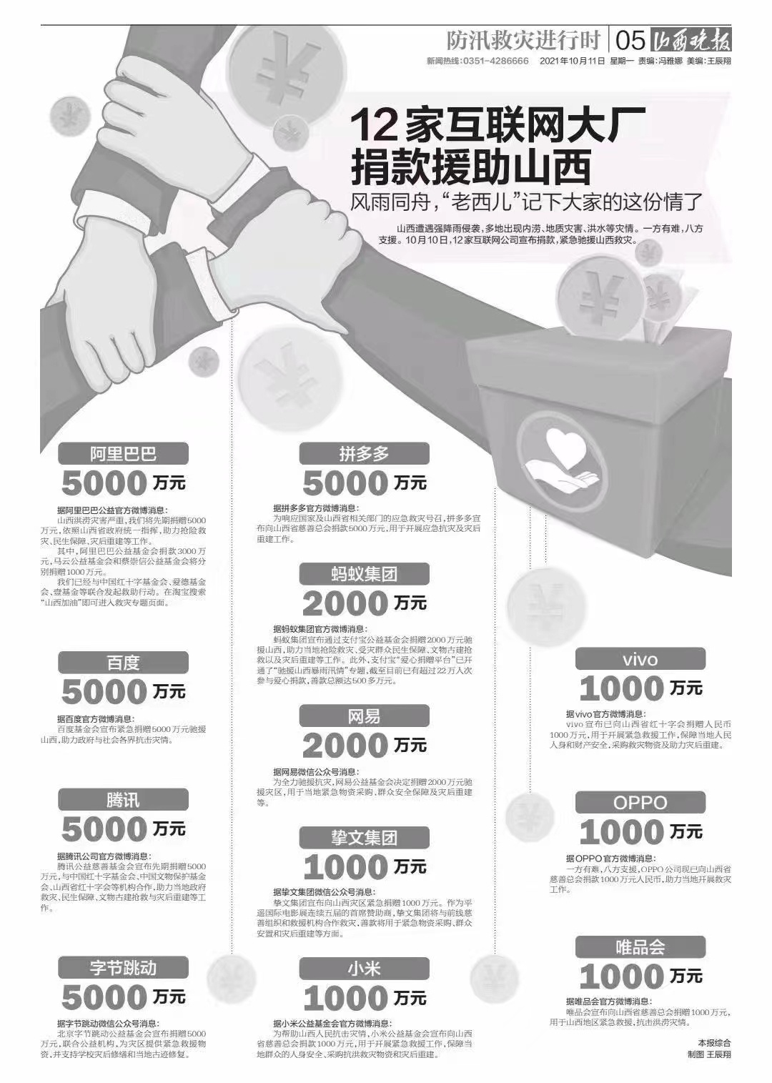 山西省|科技有温度，多家互联网公司驰援山西水灾