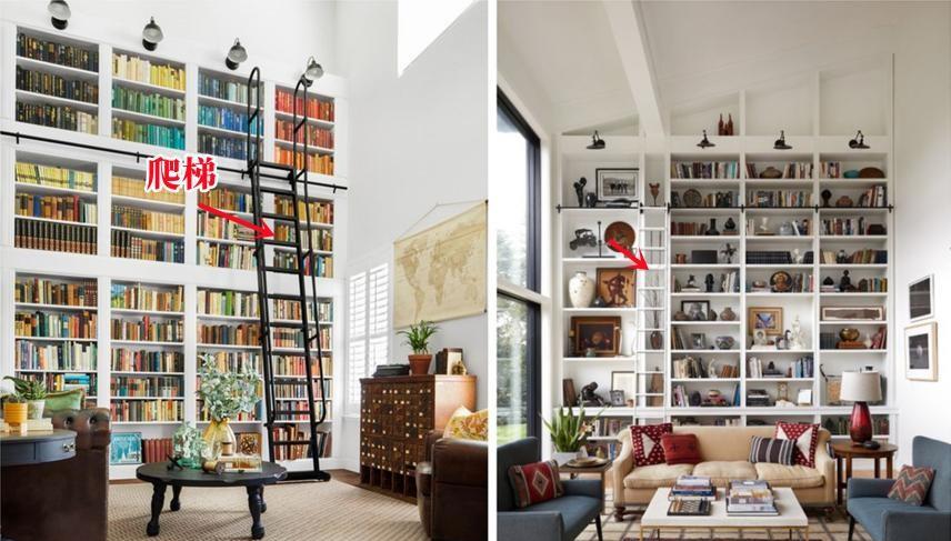被这面书架墙吸引到了!挑空接近4米高,像是把图书馆搬到家里了