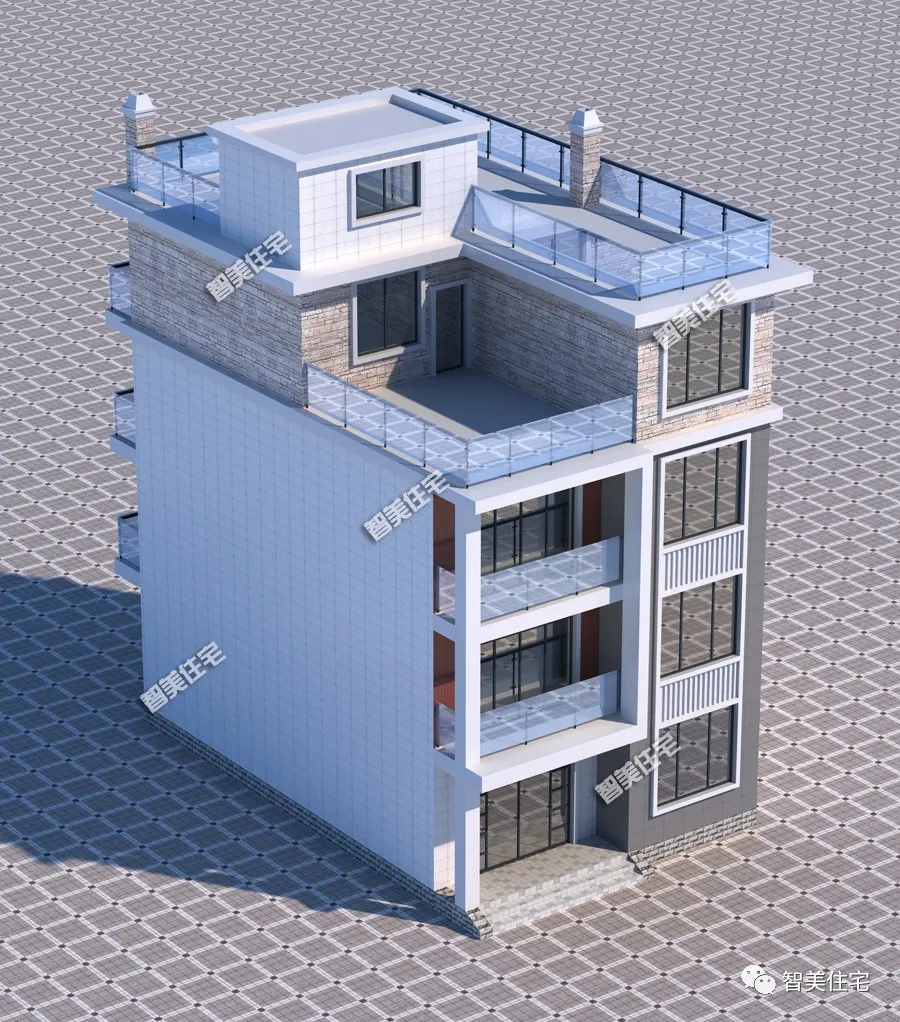 |8.6×13.5米农村别墅，现代风格，主体约40万