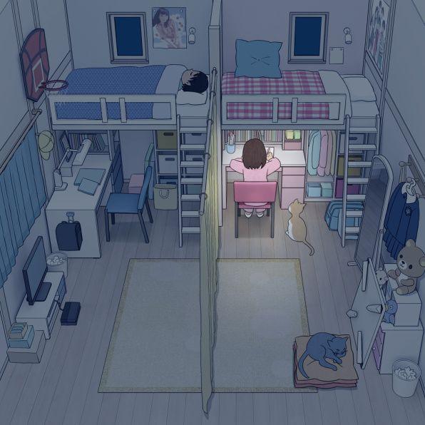 流行装修风格|二胎房间不够怎么办？一个书架就解决了，儿子女儿一人一间房