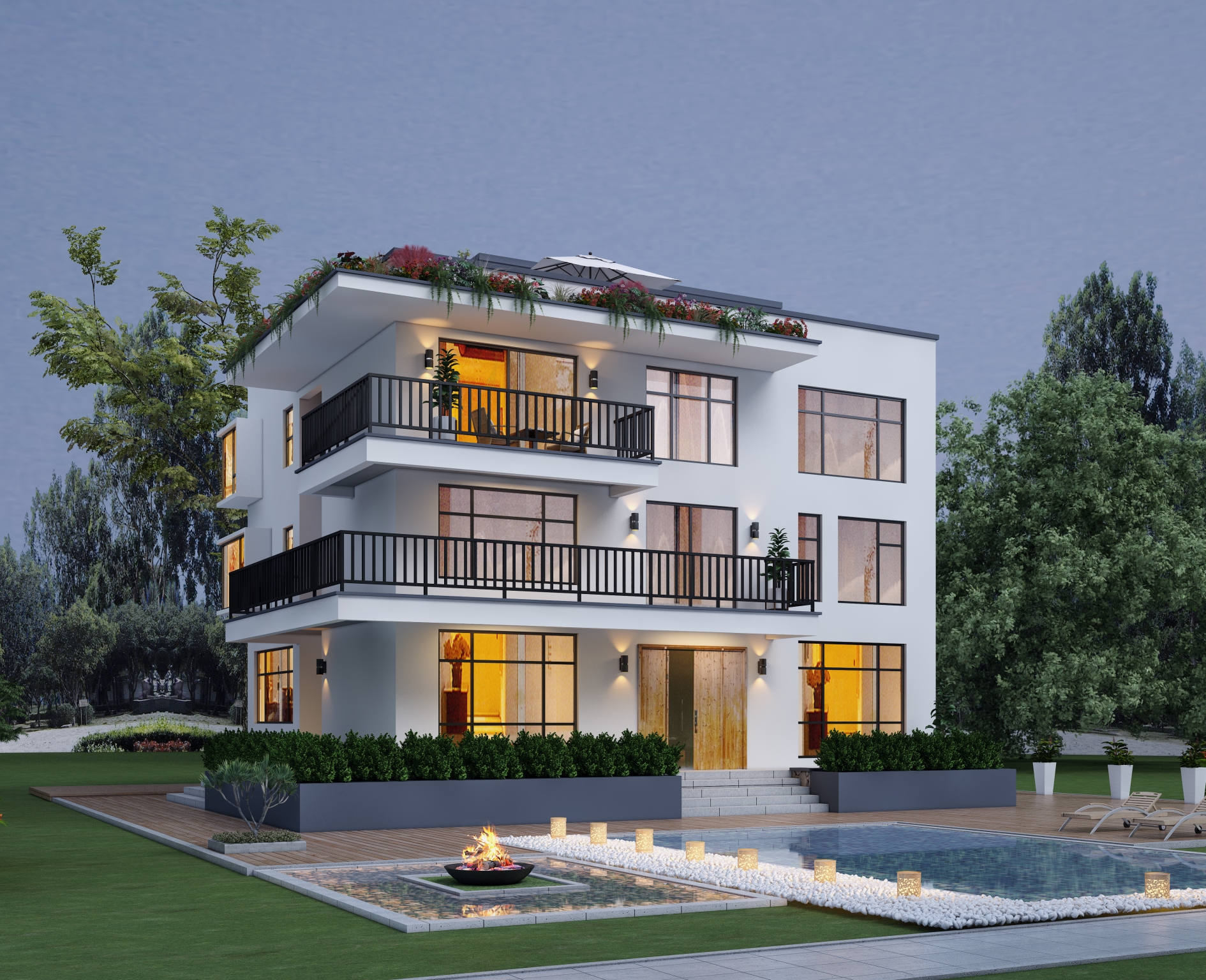 |现代风三层住宅，喜欢豪华主卧一定不能错过