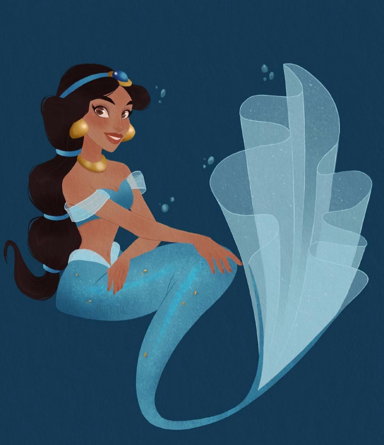 迪士尼公主|迪士尼公主的美人鱼造型，爱丽儿公主是原版，仙蒂公主颜值巅峰