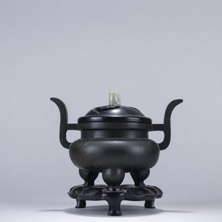 |旧藏-世古之宝款 老铜胎朝冠耳香薰炉