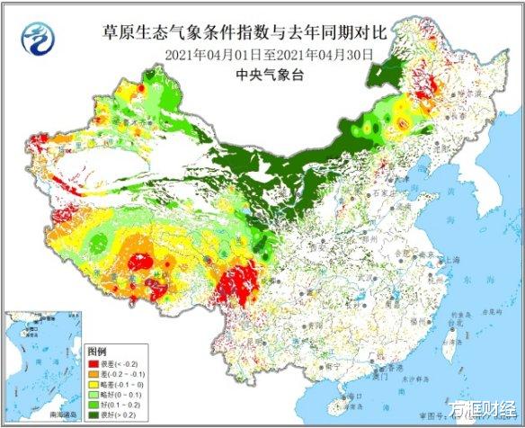 方框财经 4月北方草原区大部水热条件利于牧草返青生长