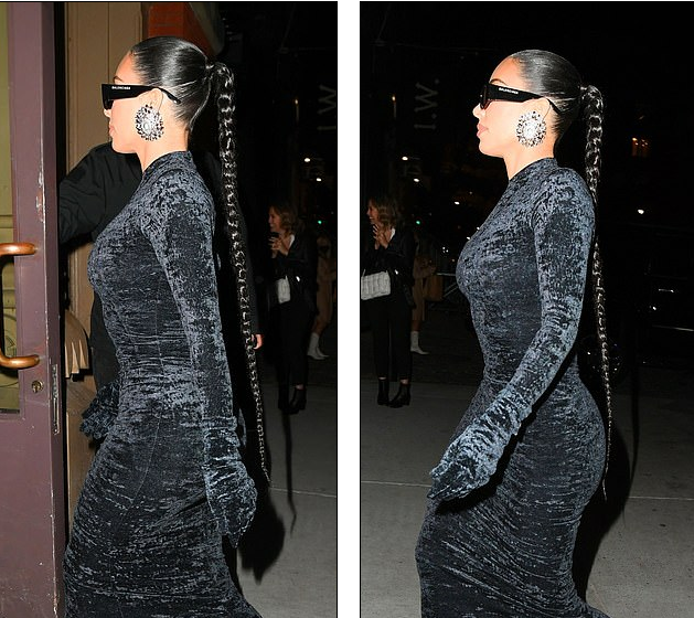 金·卡戴珊|金卡戴珊又和小14岁小鲜肉约会了！穿天鹅绒裹身裙好美，毫无赘肉