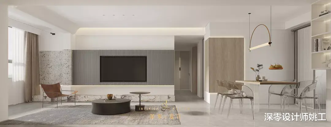 122㎡新房的高级场面,坚持用木饰面和简约白,一不小心装出大宅感