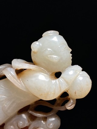 和田玉籽料|明 和田玉籽料 白玉 玉飞天 飞天童子