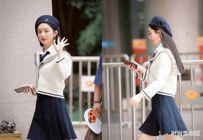 舒畅|赵丽颖果然是“富婆”，穿2万针织开衫上班，配贝雷帽像小姑娘