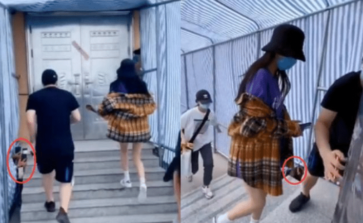 张含韵|张含韵被多名异性代拍拍裙底！一脸担忧低声下气，求对方不要蹲下