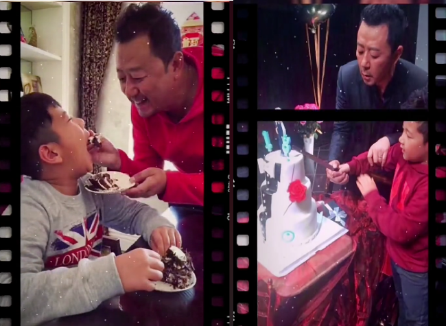 郭涛|54岁郭涛片场切蛋糕庆生，紧抓儿子手不放，头发灰白穿着十分老旧