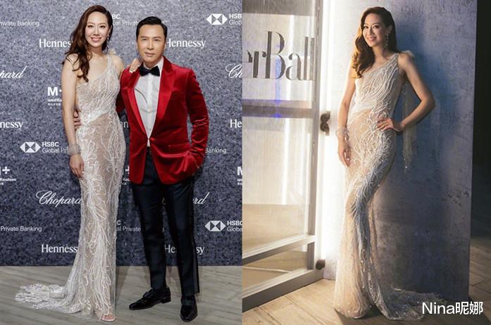 甄子丹|甄子丹夫妇久违赴宴!娇妻穿长裙秀曲线太用力,沙漏身材比老公高半头