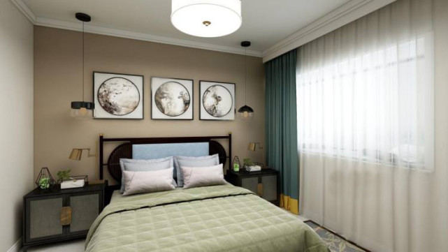 |142平四居室简洁大方为主，又有优雅的中式感觉