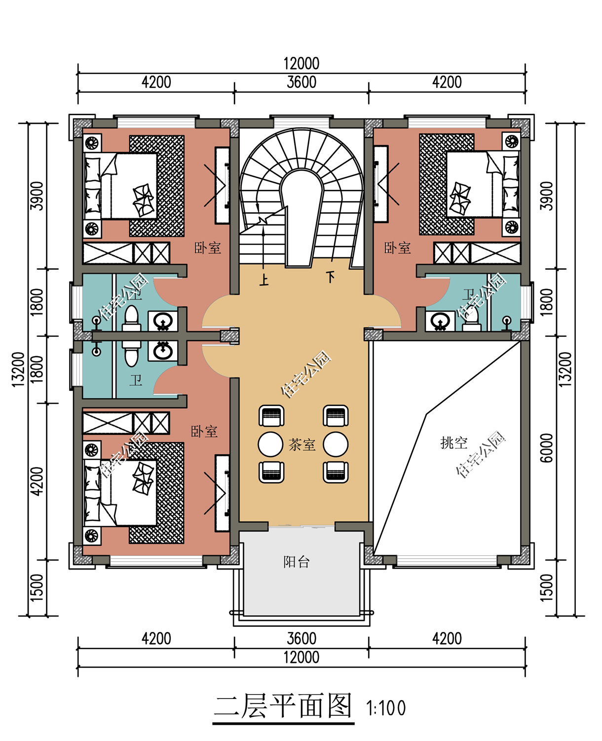|农村房子想要上档次，不妨设计一个旋转楼梯，3套图纸来教你