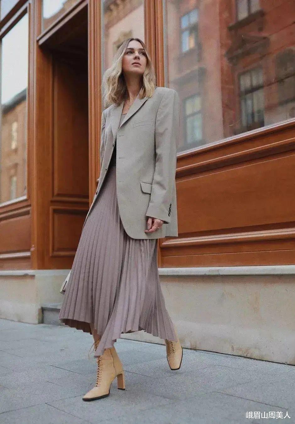 峨眉山周美人|西装+裙子=早秋最时髦穿搭！牢记这3个“要素”，怎么穿都美
