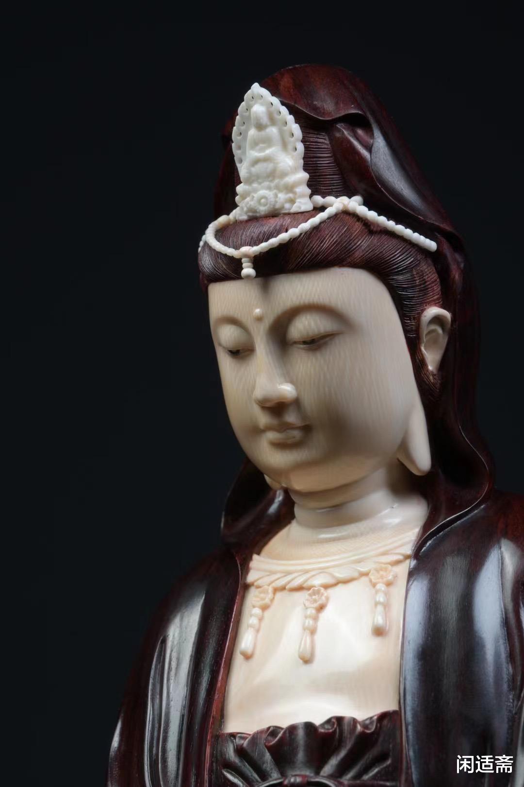 紫檀|普渡慈行，紫檀木雕，观音像