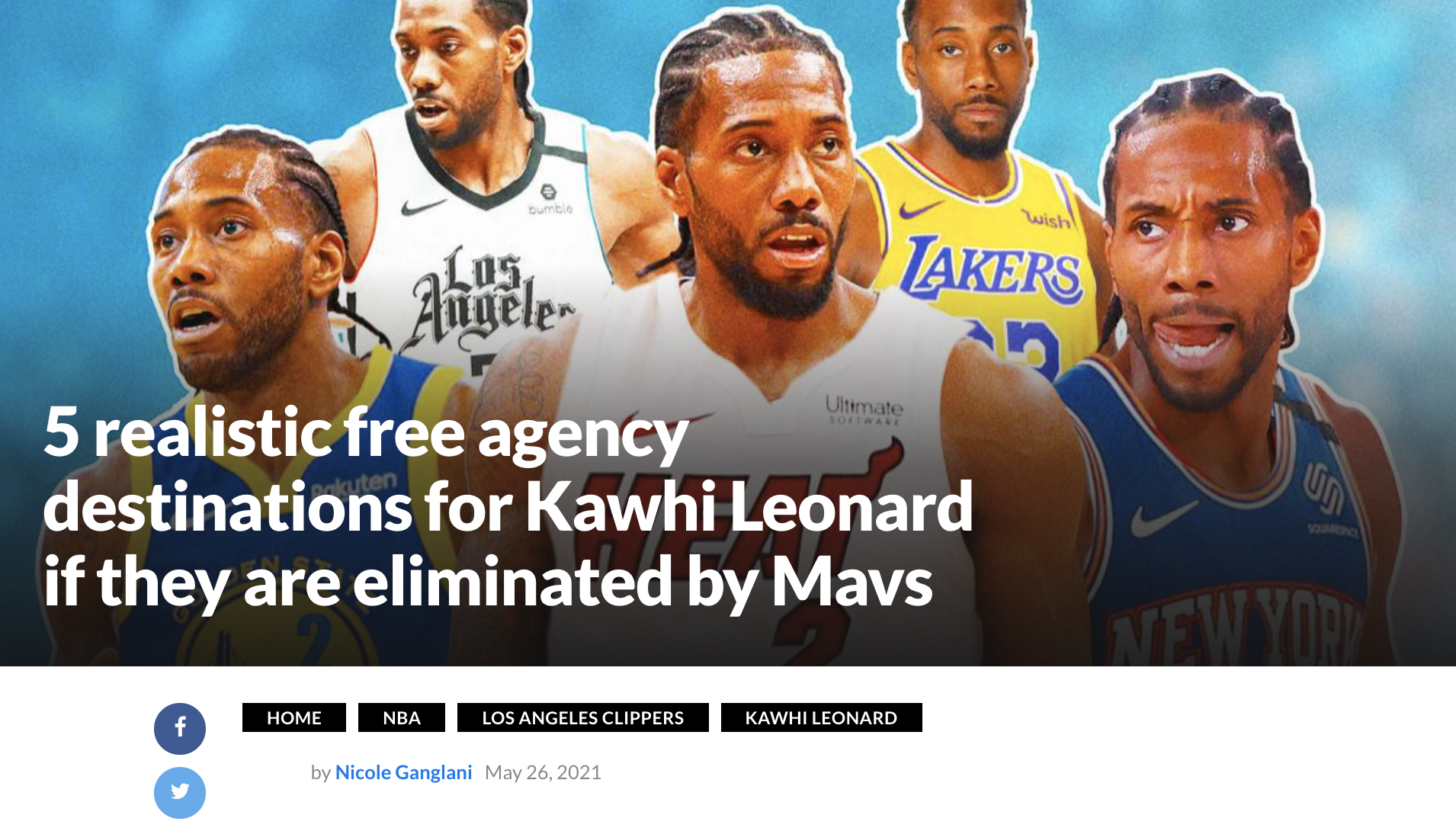 科懷·倫納德|如果快船首輪出局倫納德能去哪？美媒列出5大下家：湖人勇士在列