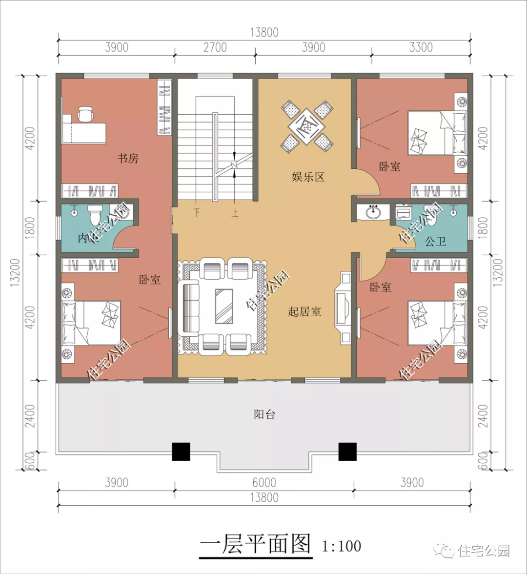 |南北通透+品质套卧，13×12米对称三层雅墅