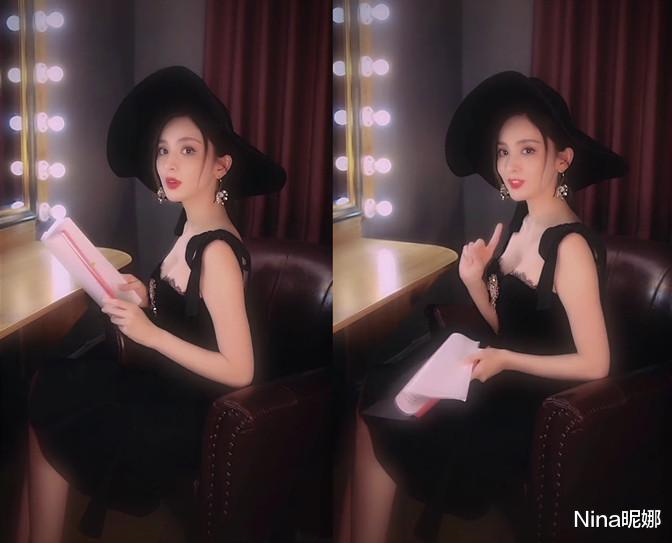 Nina昵娜|古力娜扎深夜聊剧本真用心，穿背带裙戴礼帽耳环，打扮精致似名媛