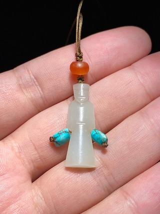 和田玉籽料|明以前 和田玉籽料 白玉 翁仲 挂件