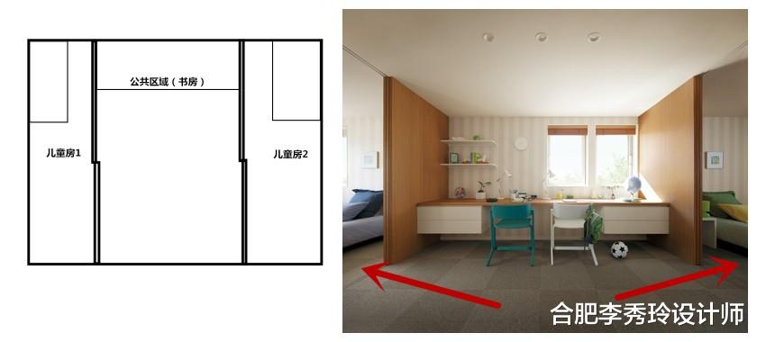 儿童房|一儿一女共住一间房，长远考虑就别买高低床，加2扇移门私密更强