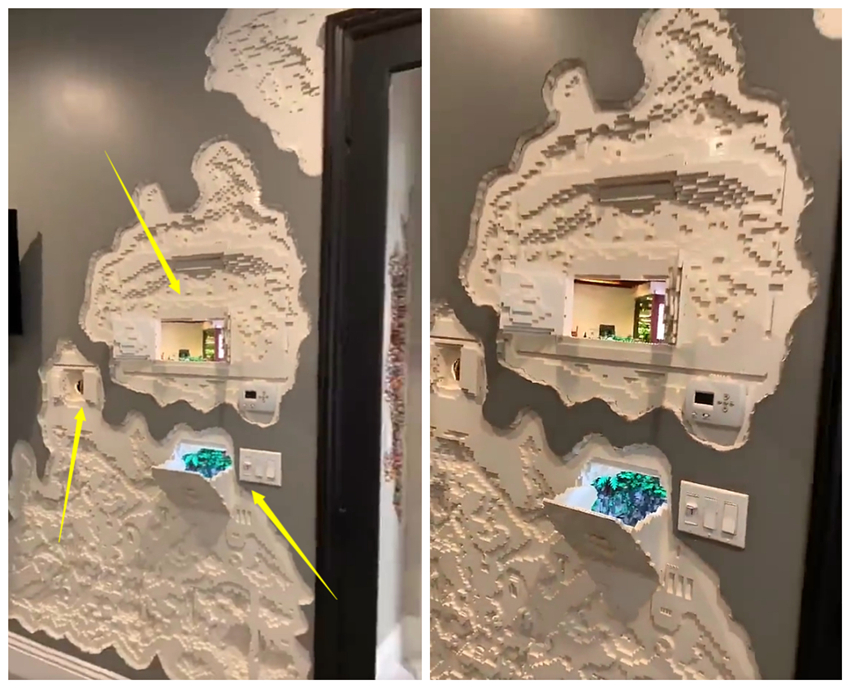 |大户人家的乐高电视墙，每个格子都是微缩景观，网友：这也太酷了