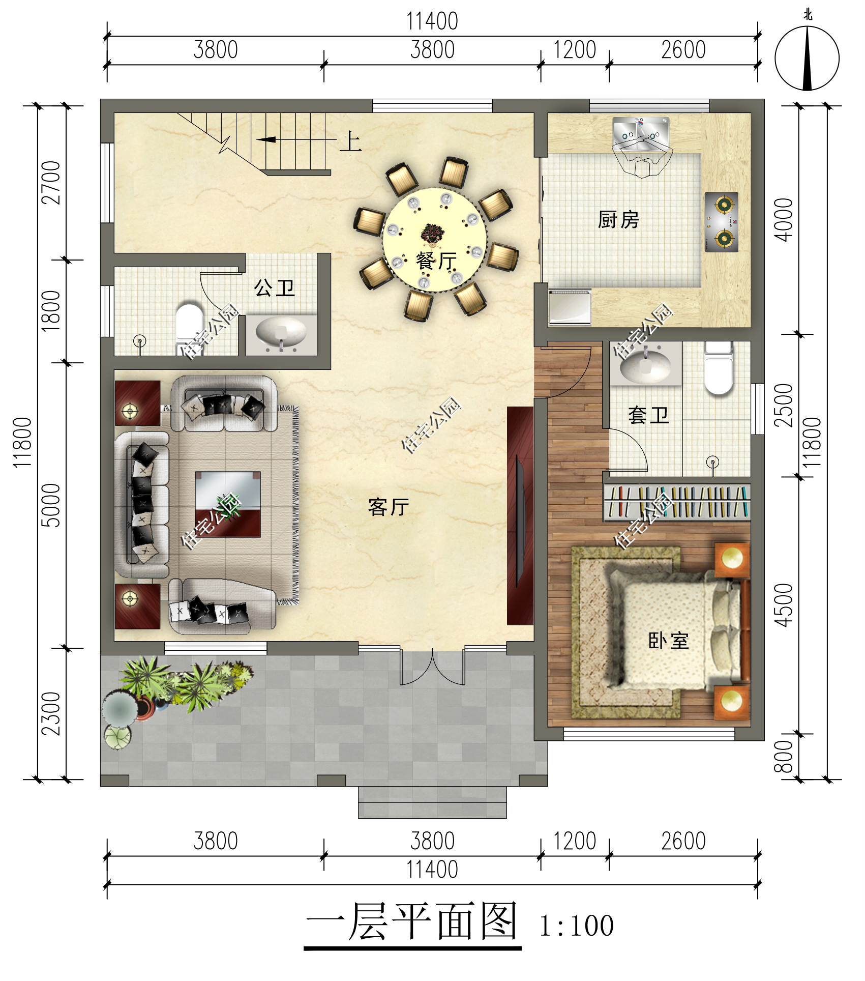 11×11米二层农村别墅，户型方正实用，深受全家人的喜欢
