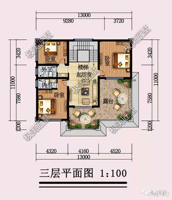13×11米，三层欧式风格别墅，漂亮大气，奢华有格调！