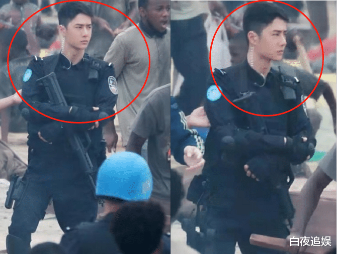 王一博|王一博街边拍戏被路透，剪了寸头穿警服，无滤镜下的颜值藏不住
