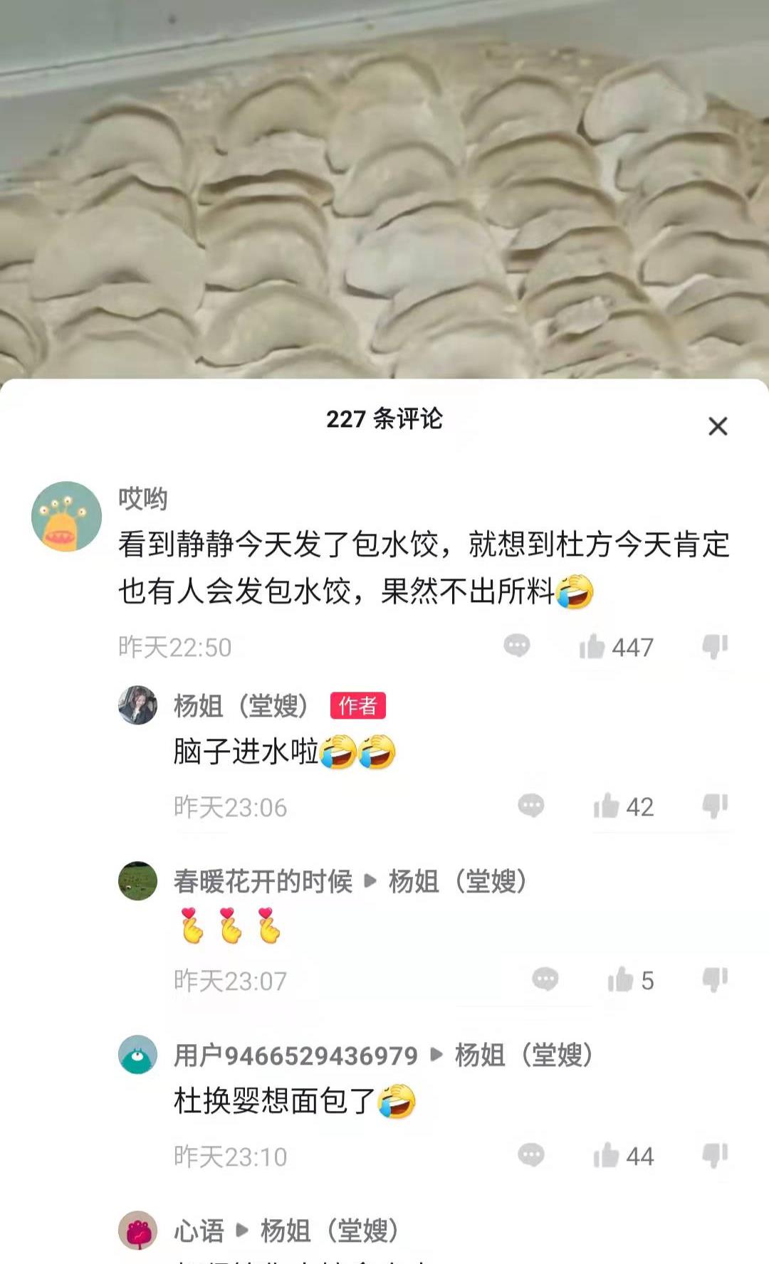 冬至|郭策堂嫂冬至晒饺子，被指模仿田静，评论区恼羞成怒怼网友