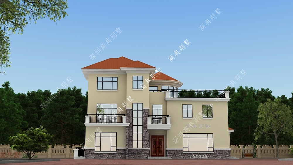 三层农村别墅，整体采用欧式风格，家乡建栋充满羡慕的眼光看你。