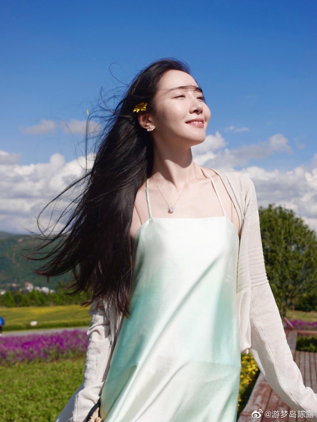 |陈露平台认证“颜值博主”？晒“花海照”，帧帧大片既视感