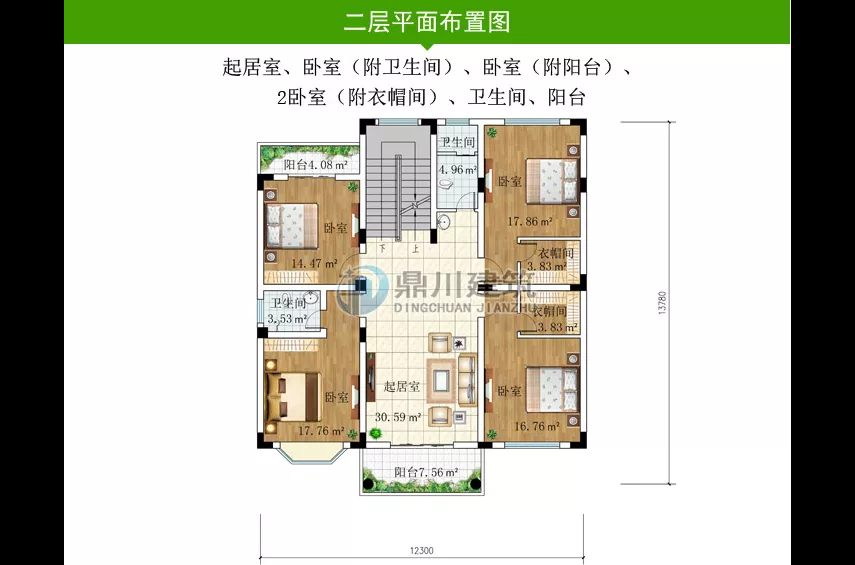 |开间12米别墅图纸，都是农村经典户型，当下建房热门户型之二