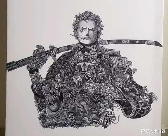 索隆|海贼王：这个“索隆”不简单，足足画了几十位角色，细节堪称无敌
