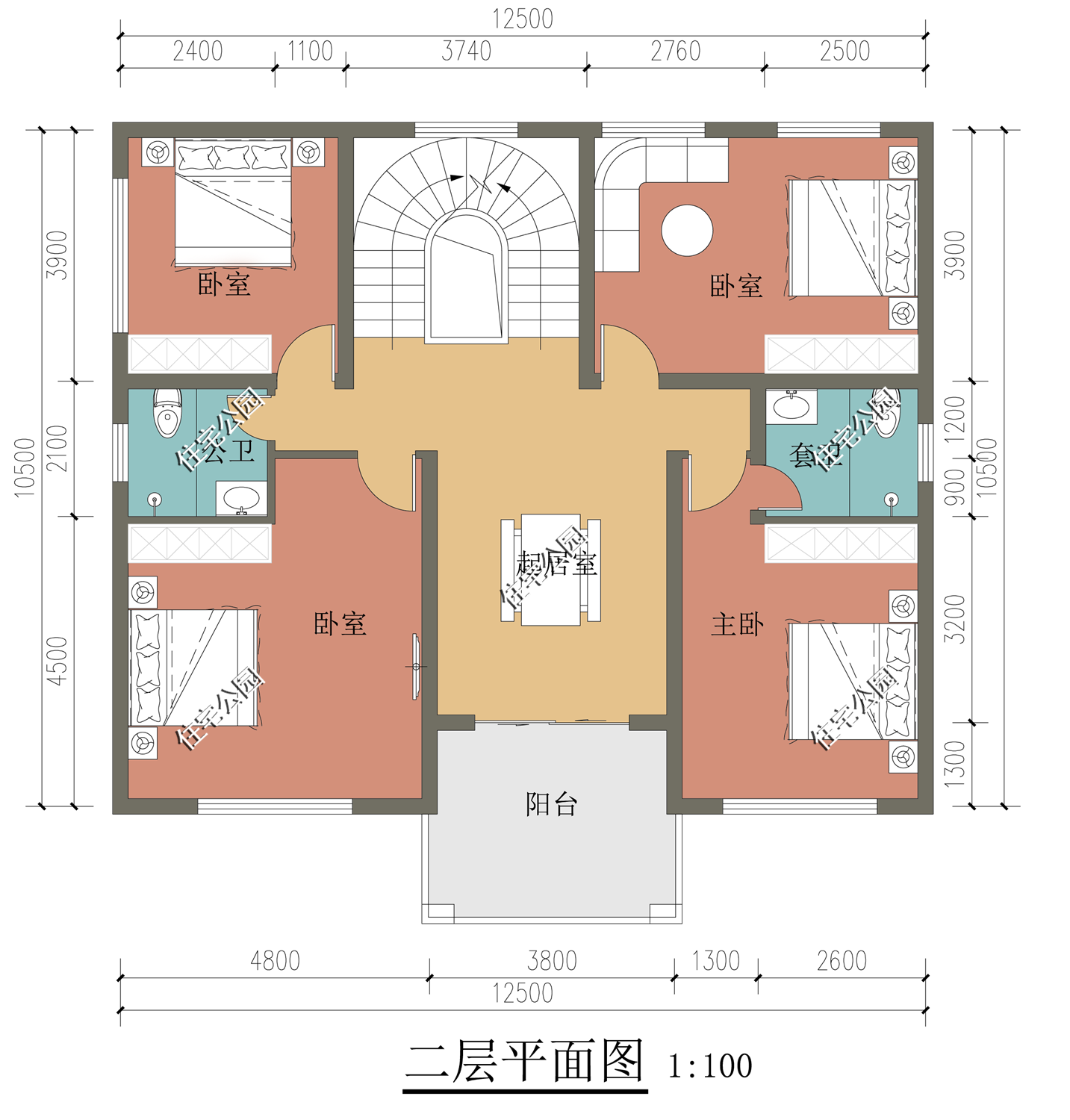 |农村房子想要上档次，不妨设计一个旋转楼梯，3套图纸来教你