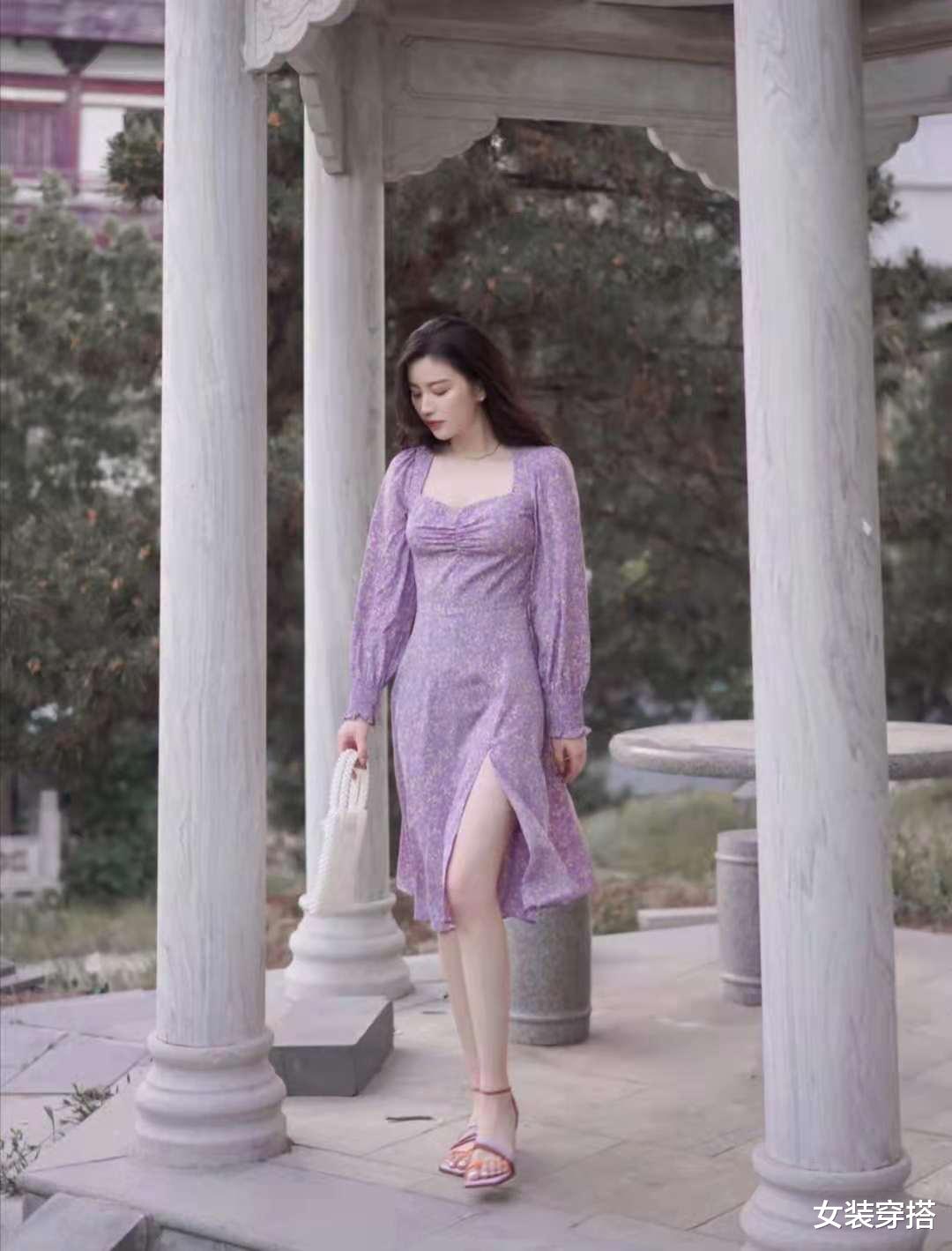 女装穿搭|紫色连衣裙搭配什么鞋子好看