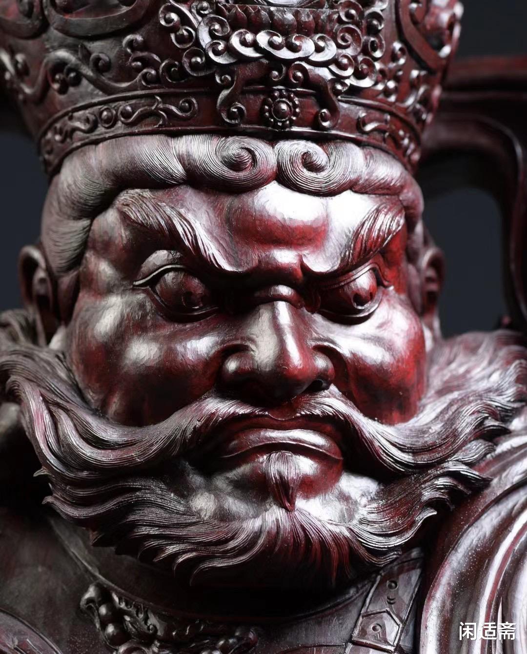 小叶紫檀|仙作佛像木雕珍赏,巨材小叶紫檀雕刻,北方多闻天王