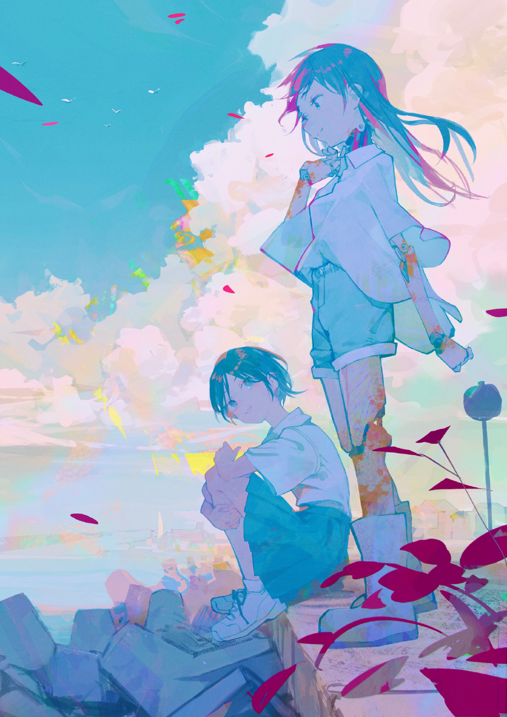 机械|【P站画师】画风独特,作品中角色和机械的结合有赛博朋克的感觉