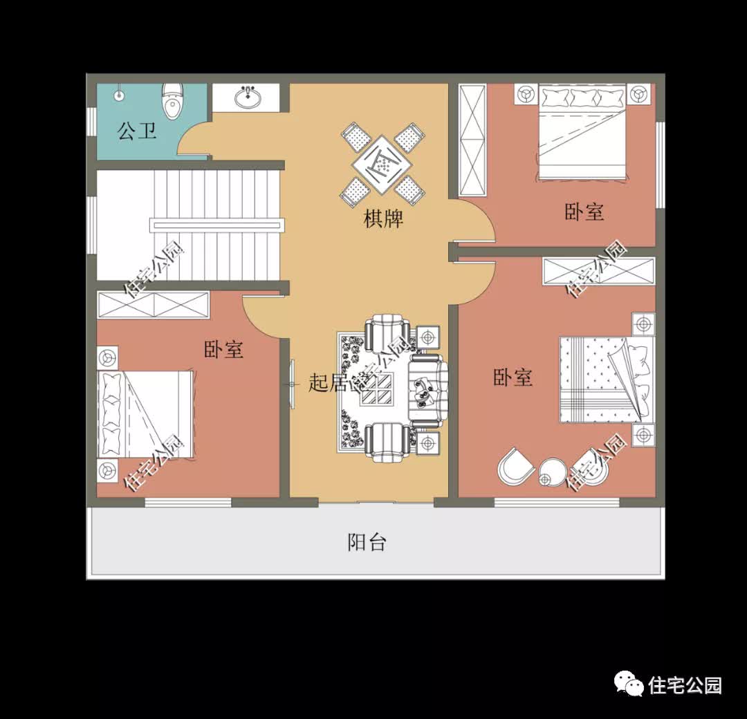 甲醛|占地仅百平却拥有7间卧室？12×9米农村三层别墅分享