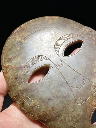 和田玉籽料|明以前 和田玉籽料 玉面具 玉人面饰