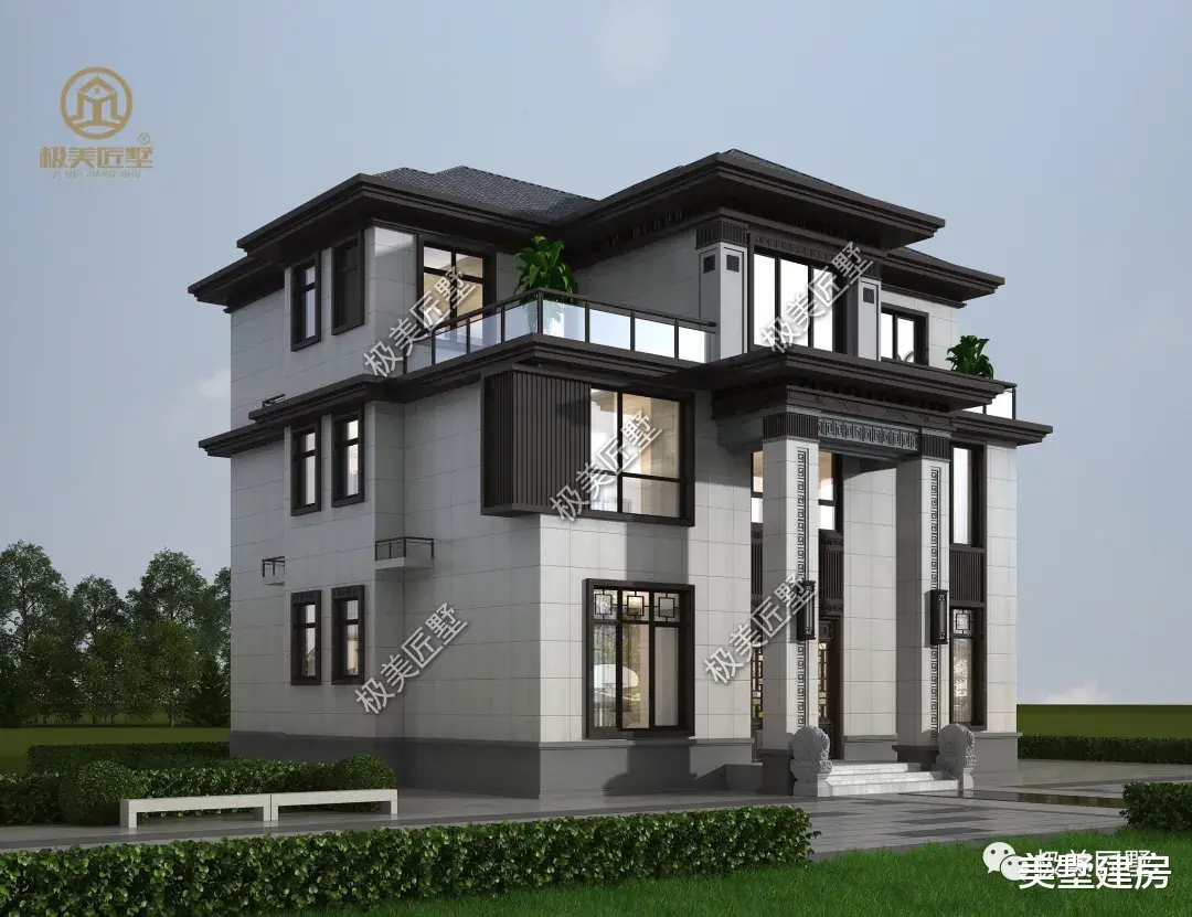 回老家建房，新中式就不错，传统与现代结合，时尚稳重显大气！