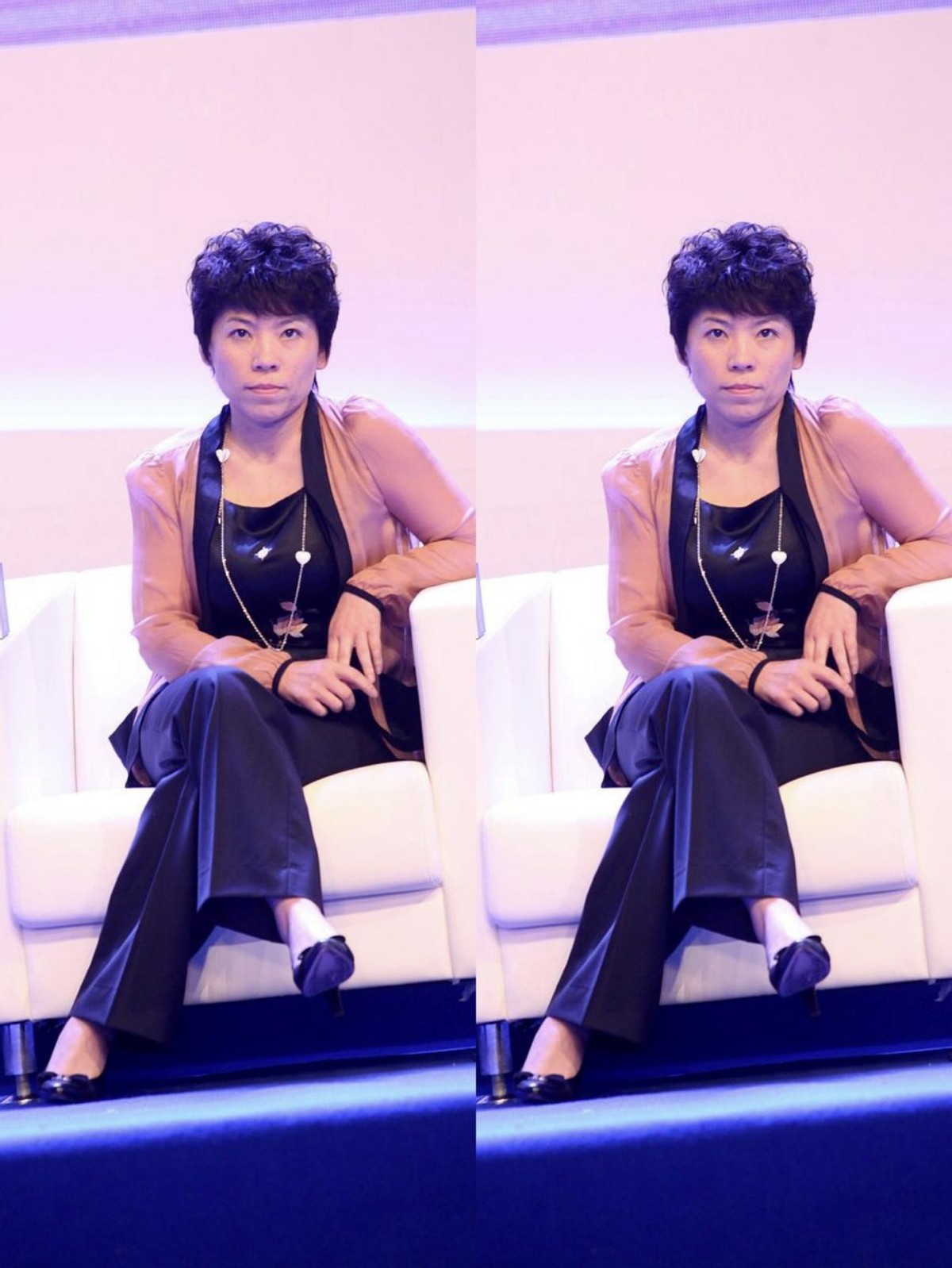 白小白的衣橱|前乒乓球手邓亚萍笑起来挺和蔼，但穿西装气场真强，有冠军范儿了