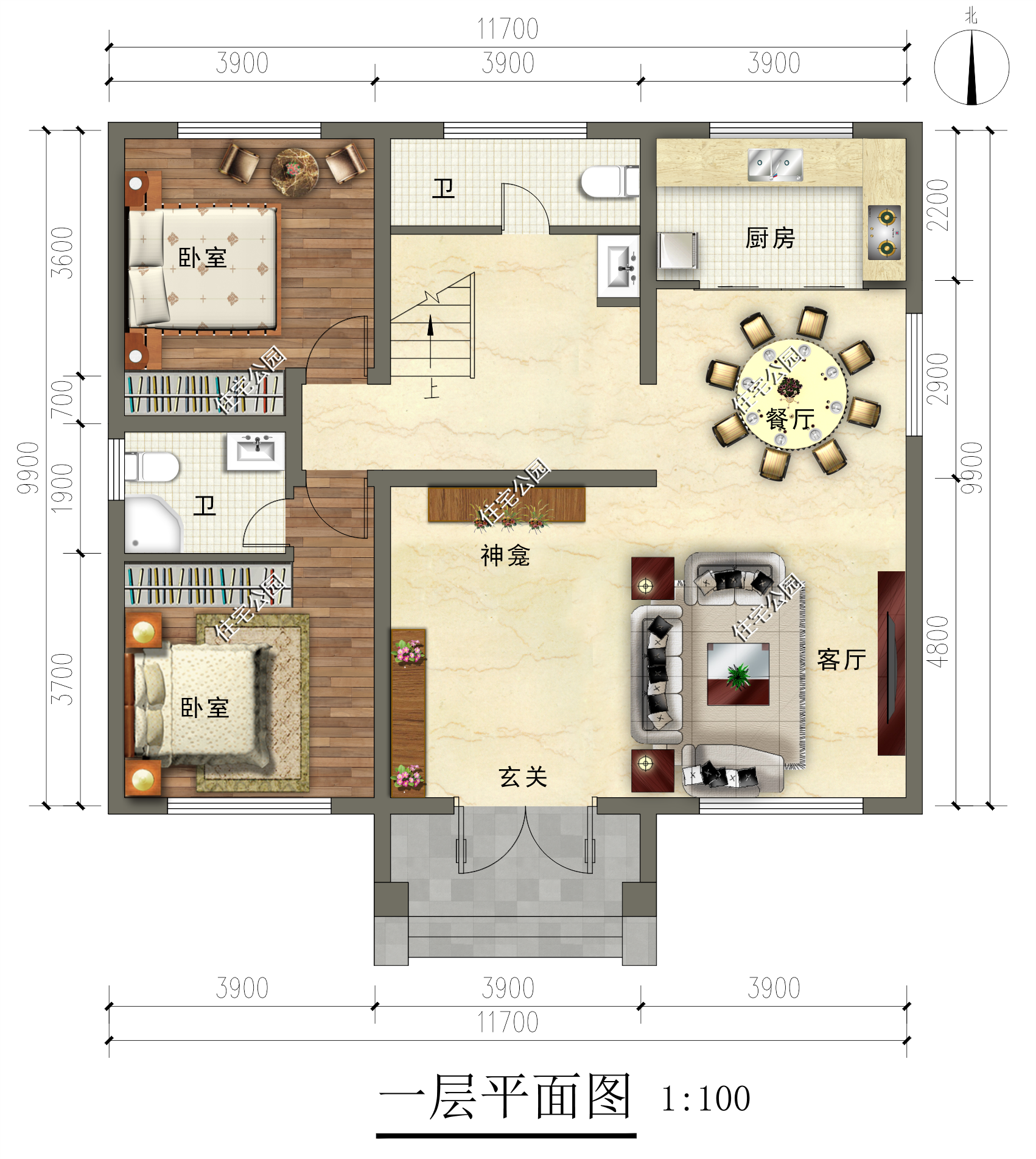 11×10米小别墅,30万预算就盖这套农村别墅,有神龛有阳台