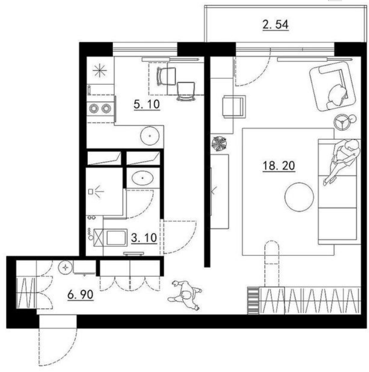 |白色为主，黑色为辅，碰撞之下塑造33平米个性小屋，真是让人羡慕
