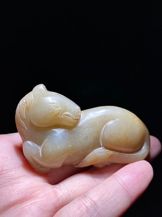 和田玉籽料|明以前 和田玉籽料受沁 瑞兽 香薰 摆件