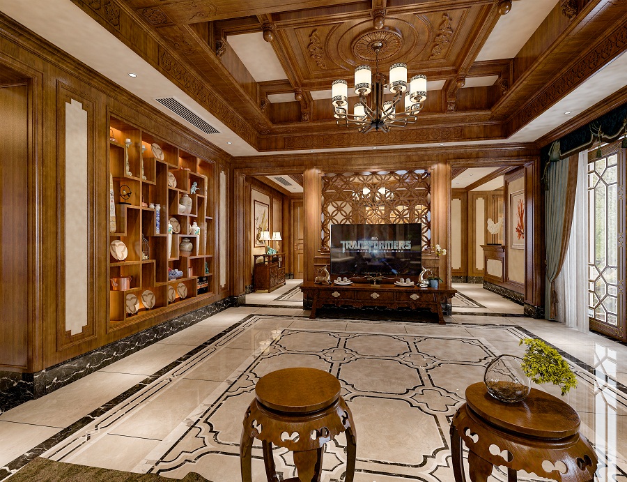 中式大宅设计：喜欢传统的亭台楼阁？原木装修给你还原80%。
