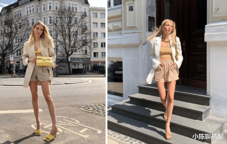 小陈聊搭配|为了显高也太拼了！这个博主直接用抹胸配长裙，看起来却很优雅