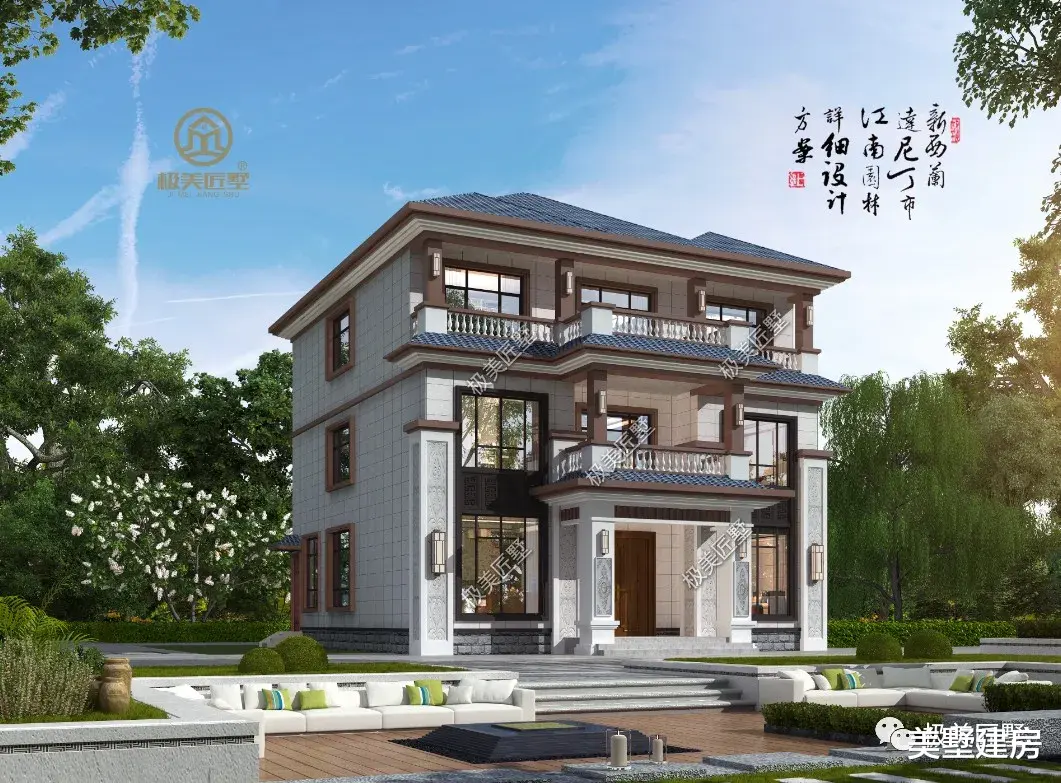 大气内敛的新中式别墅，回乡建上一栋，人人夸赞！