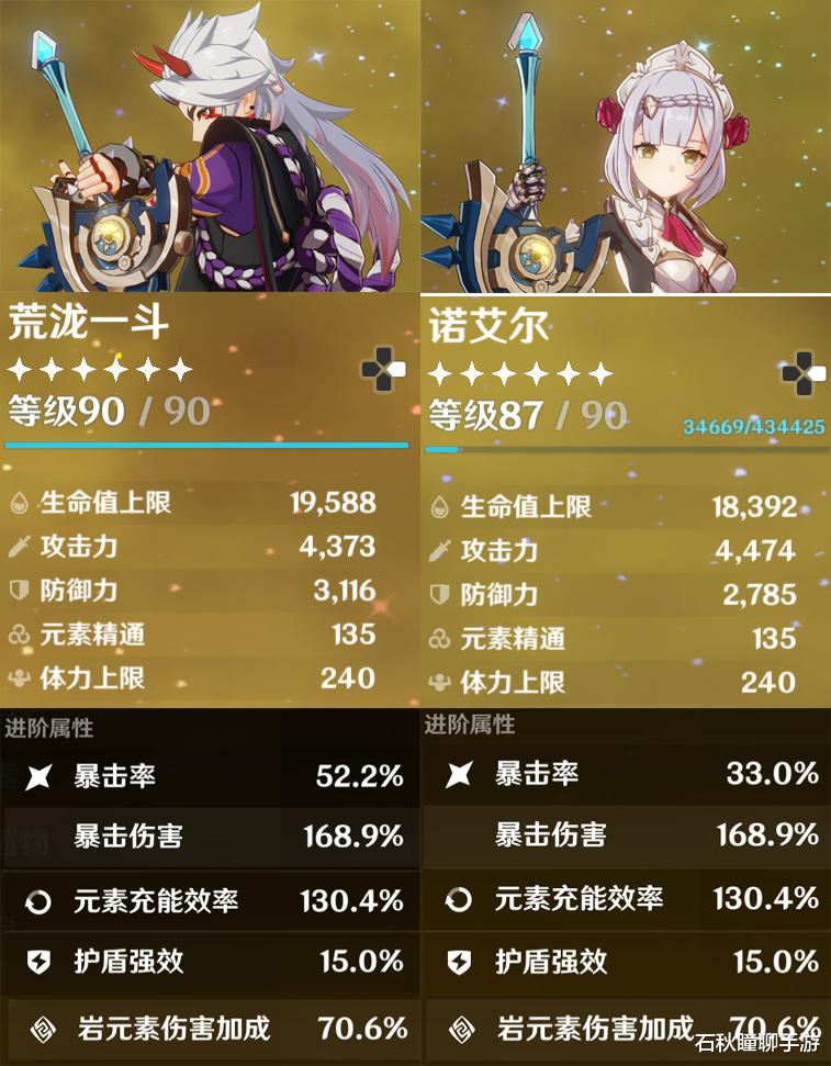 艾尔|原神：零命一斗与满命诺艾尔对比 谁才是最强四千攻击力战神