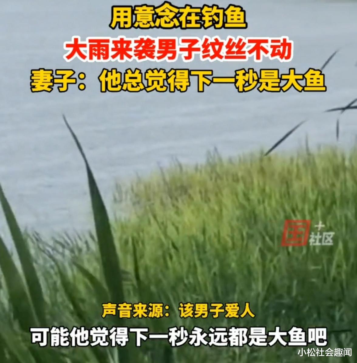 江苏省|江苏一男子钓鱼,下大雨也纹丝不动,妻子:他总觉得下一秒是大鱼